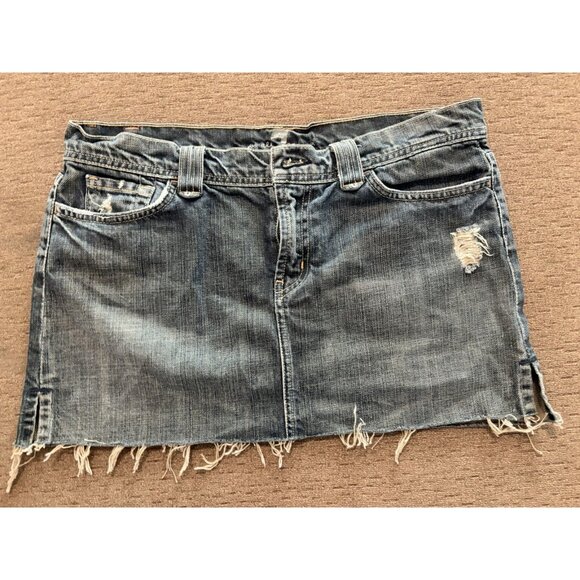 7 For All Mankind Jean Denim Micro Mini Skirt Y2K Vintage Cute It Girl - Picture 12 of 13